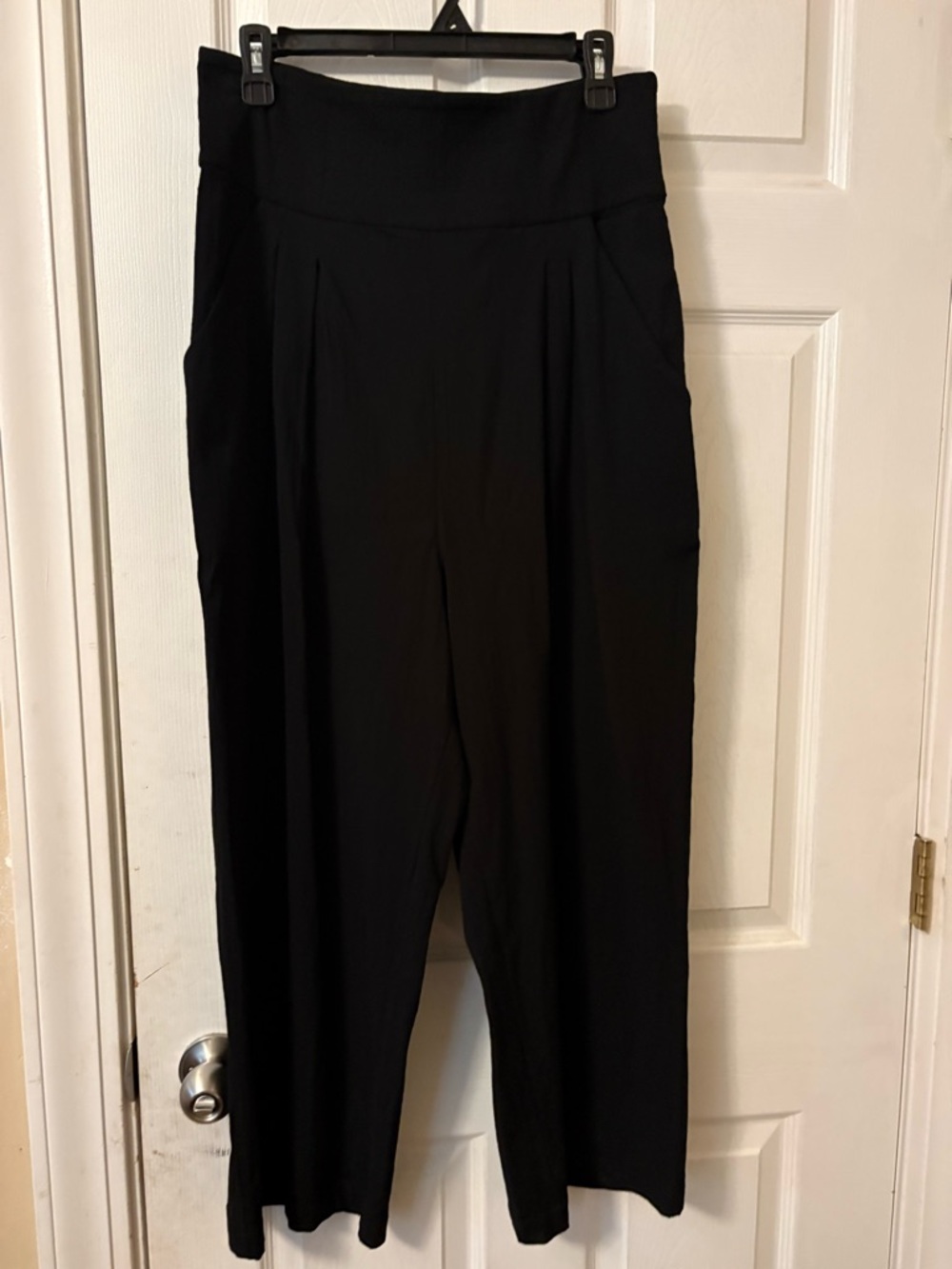 Free People Black High Rise Side Zip Wide Leg Cropped Pants